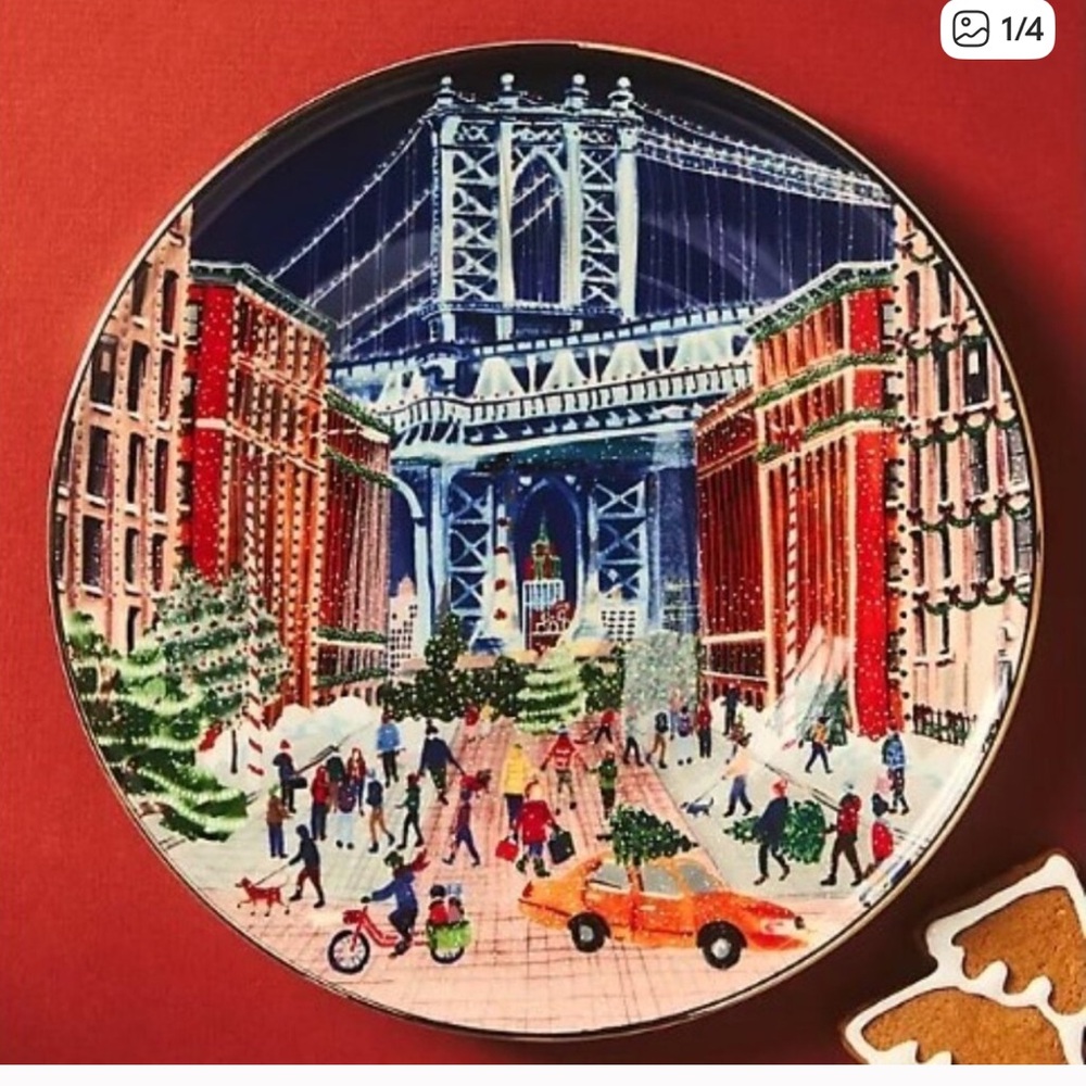 Anthropologie Holiday In The City Dessert Plate New York City  NWT